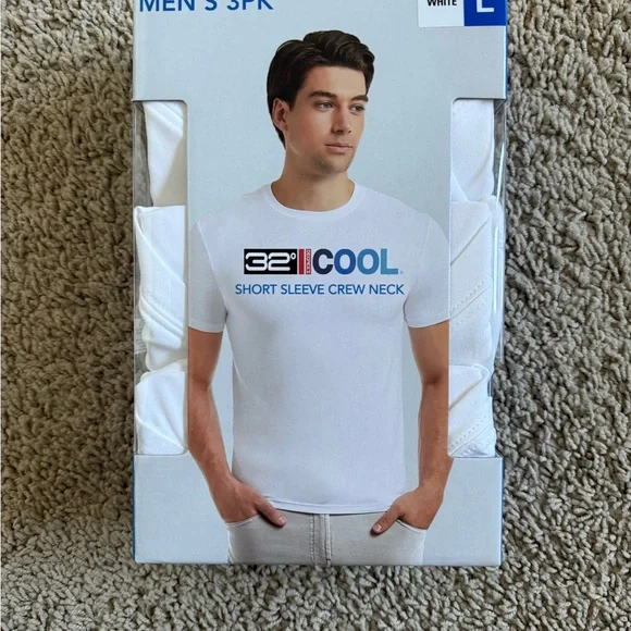 32 Degrees COOL Men's 3PK Short Sleeve Crew Neck T-Shirts White Large - Picture 4 of 6